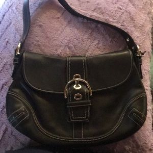 Classic Black leather coach shoulder bag- like new